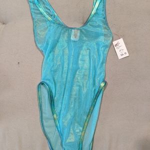 (NWT) Blue mesh bodysuit